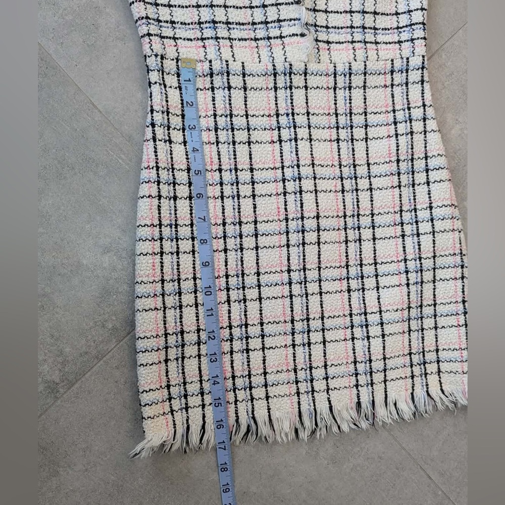 Maje Rianey Tweed Dress Size 34 Cream Plaid Fringe - Anthropologie dress - Picture 10 of 12